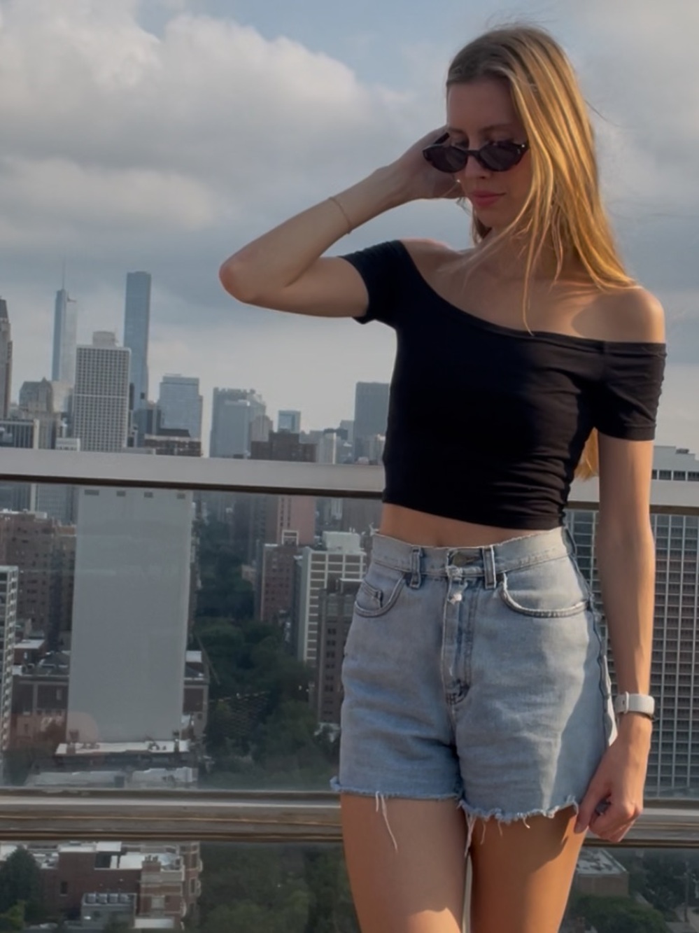 Off-Shoulder Black Crop Top - Women